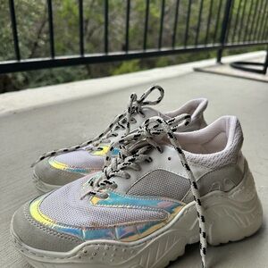 Steve Madden Holographic White Athletic Shoes